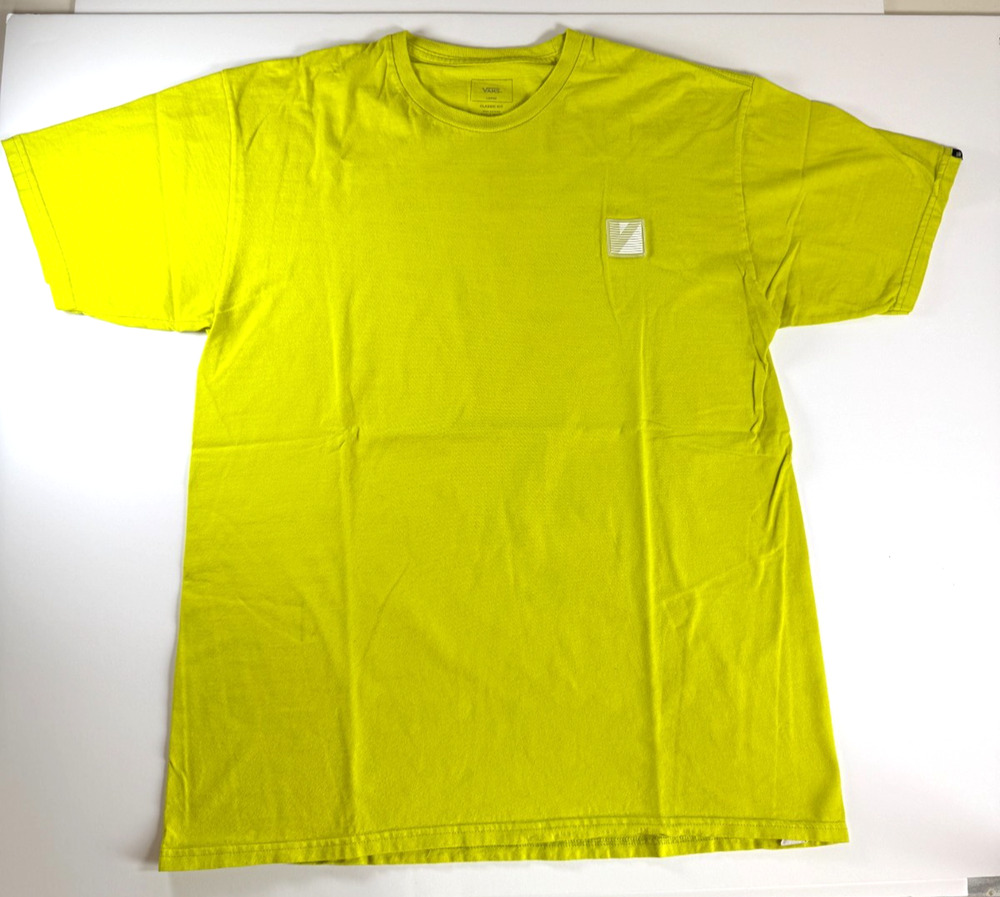 Vans Neon Yellow T Shirt Mens Large Back Graphic Logo Classic Fit Cotton